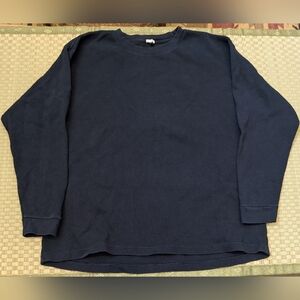 Wythe Waffle Knit Thermal Sweatshirt Navy Men's Size 2XL